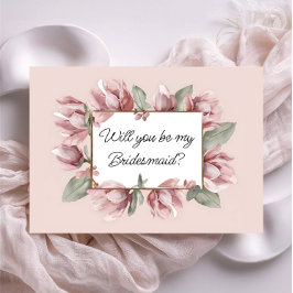 Dusty Rose Blush Floral be bridesmaid proposal  Inbjudningar