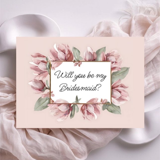 Dusty Rose Blush Floral be bridesmaid proposal  Inbjudningar (Skapare uppladdad)