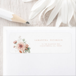 Dusty rose Blush Floral Spring Bloom Wedding Returadress Etikett