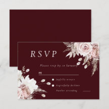 Dusty Rose Blush Floral Wedding Deep Burgundy