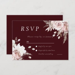 Dusty Rose Blush Floral Wedding Deep Burgundy OSA Kort