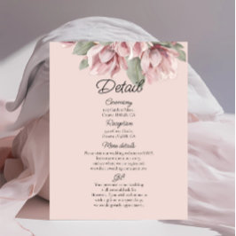 Dusty Rose Blush Floral wedding details    Tilläggskort