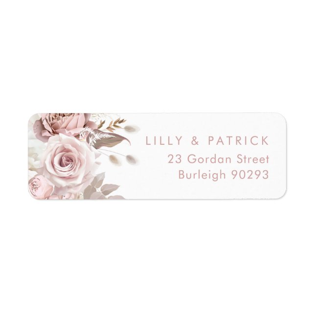 Dusty Rose & Blush Modern Bröllops returadress Returadress Etikett (Framsidan)