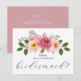 Dusty Rose | Blush Rosa Blommig Brudtärna Vykort