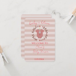 Dusty Rose Blush Rosa Ränder Babyflicka Babyshower Inbjudningar
