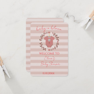 Dusty Rose Blush Rosa Ränder Babyflicka Babyshower Inbjudningar