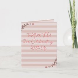 Dusty Rose Blush Rosa Ränder Blommig Bebis Baby Sh Tack Kort