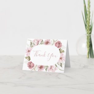 Dusty Rose, Blush & Sage Akvarell Tack Kort
