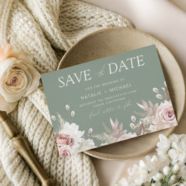 Dusty Rose, Blush & Sage Boho Floral Wedding Spara Datumet