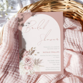 Dusty Rose Boho-båge Bröllopsdusch i pastell Inbjudningar