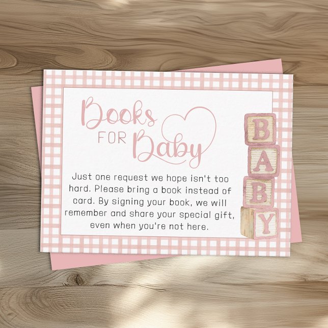 Dusty Rose Books for Baby Card Baby Shower Insert Tilläggskort (Books for Baby Baby Shower Insert)
