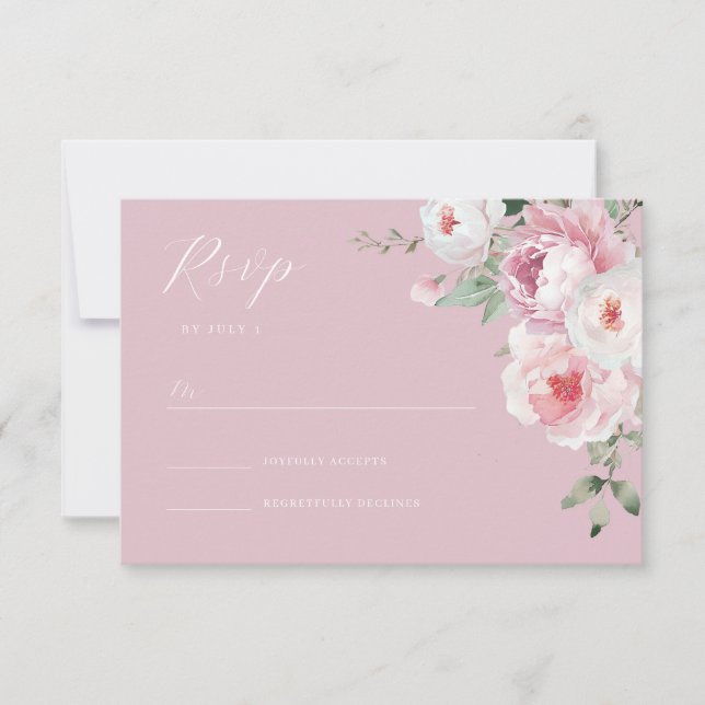 Dusty Rose Botanical Blush Floral Wedding OSA Kort (Framsida)