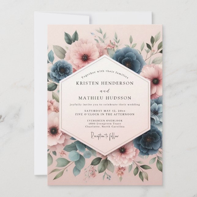 Dusty Rose Botanical Whimsy Wedding Inbjudningar (Framsida)