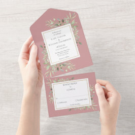 Dusty Rose Botanisk Grönska Monogram Bröllop