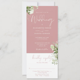 Dusty Rose Botaniskt Blommigt Allt-i-ett Inbjudningar