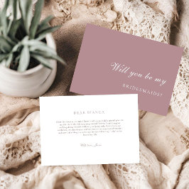 Dusty Rose  Bridesmaid Proposal Card Inbjudningar