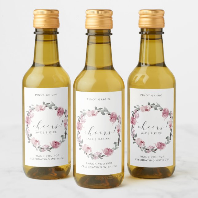 Dusty Rose Bröllopsdusch Bröllop Vinetikett (Flaskor)