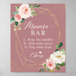Dusty Rose Bröllopsdusch Mimosa Bar skylt