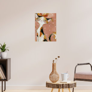 Dusty Rose Calico Orange Palettkniv Impasto Konst Poster