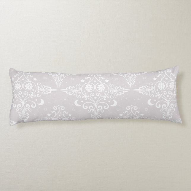 Dusty Rose Celestial Damask Boho Mönster Kroppskudde (Baksidan)