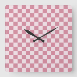 Dusty rose checkerboard pattern fyrkantig klocka