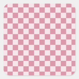Dusty rose checkerboard pattern fyrkantigt klistermärke