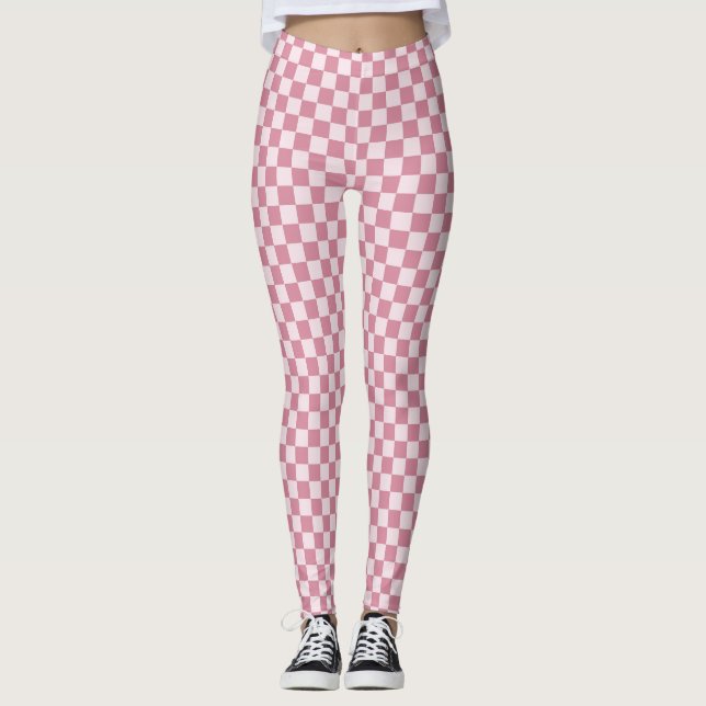 Dusty rose checkerboard pattern leggings (Framsida)