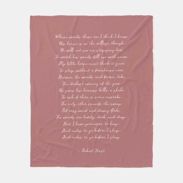 Dusty Rose Custom Poem Song Lyric Quote  Fleecefilt (Framsidan)