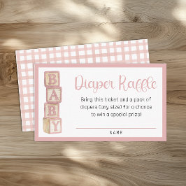 Dusty Rose Diaper Raffle Card | Baby Shower Insert Tilläggskort