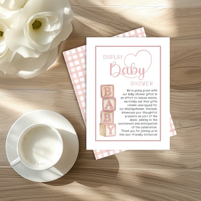 Dusty Rose Display Shower Card | Unwrapped Gifts  Tilläggskort (Display Baby Shower)