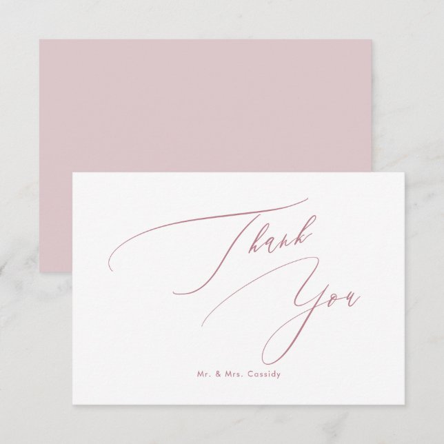 Dusty Rose DIY-färger Luxe Script Tack Kort (Fram/baksida)