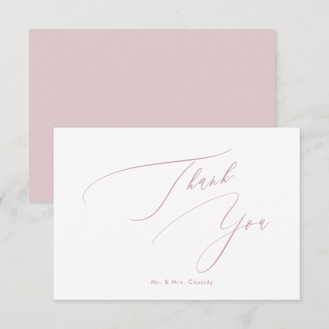 Dusty Rose DIY-färger Luxe Script Tack Kort (Fram/baksida)