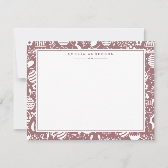 Dusty Rose Easter Egg Frame Note Card Inbjudningar (Framsida)