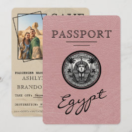 Dusty Rose Egypt Passport Wedding Save the Date Spara Datumet