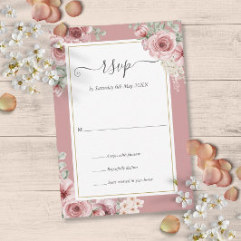 Dusty Rose Elegant Blommönster Skrift OSA Kort