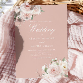 Dusty Rose Elegant Blush Bröllop Inbjudningar