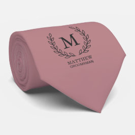 Dusty Rose Elegant Bröllesman Bröllopsmonogram Slips