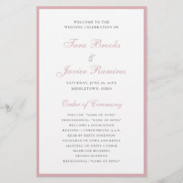Dusty Rose Elegant Formell Budget Bröllopsprogram