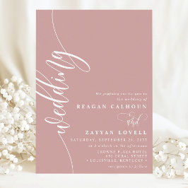 Dusty Rose Elegant Kalligrafi Bröllop Inbjudningar
