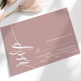 Dusty Rose Elegant Kalligrafi Bröllop RSVP-kort OSA Kort