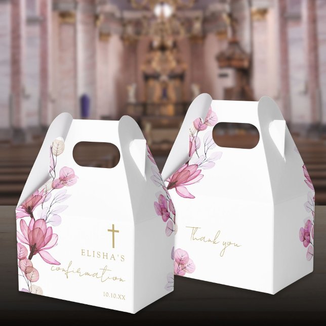 Dusty Rose Elegant Modern Blommig Konfirmation Presentaskar (Dusty Rose Elegant Modern Floral Confirmation Favor Boxes)