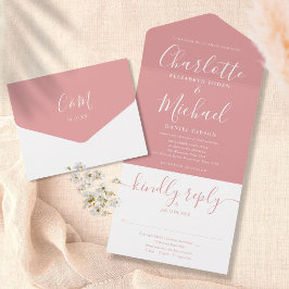 Dusty Rose Elegant Modern Bröllopsskrift