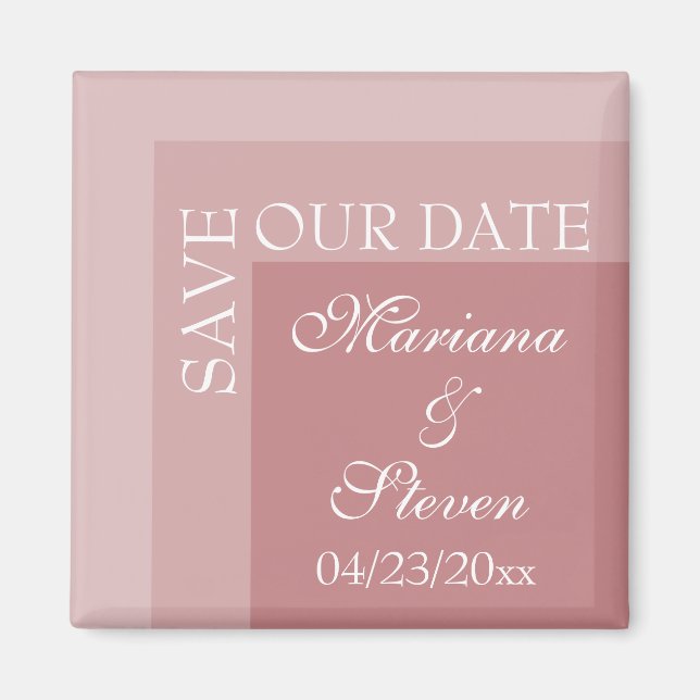Dusty Rose Enkel Modern Chic Script Bröllop Magnet (Framsidan)