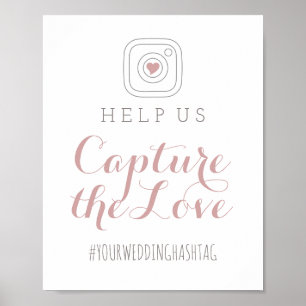 Dusty Rose fånga kärlek brölloppsskylt Poster