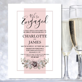 Dusty Rose Floral Eucalyptus Engagement Party Inbjudningar
