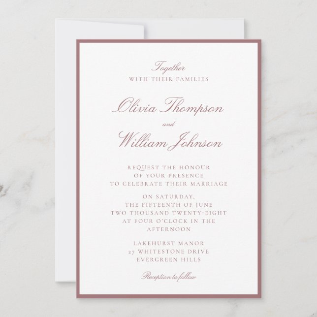 Dusty Rose Framed Wedding Invitation Inbjudningar (Framsida)