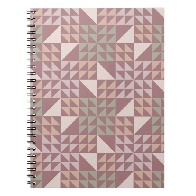 Dusty Rose Geometriskt Täcke Mönster Anteckningsbok (Framsidan)