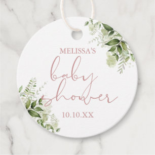 Dusty Rose Greenery Blommig Baby Shower Gåvor Etiketter