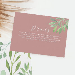 Dusty Rose Greenery Bröllopsdetaljer Inneslutande Tilläggskort