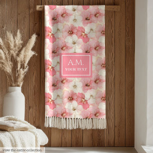 Dusty Rose Guld Anpassad Namn Blommig Mysig Filta Fleecefilt